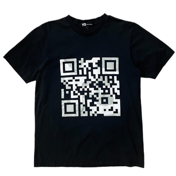 Y-3 (Y3) Yohji Yamamoto QR Code Logo Tee in Organic Cotton - Black - Picture 1 of 6